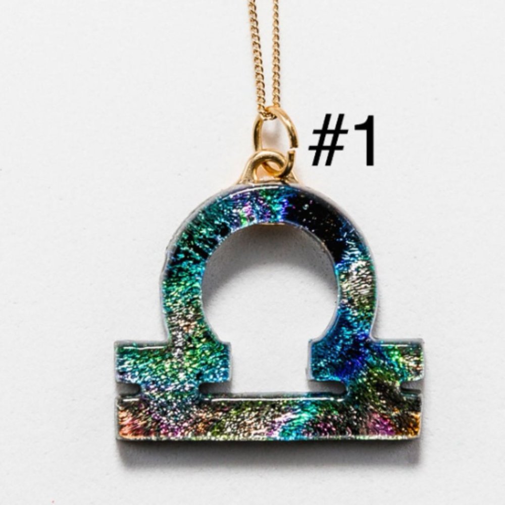 Libra Zodiac Necklace - Fused Glass Libra Pendant - Zodiac Jewelry